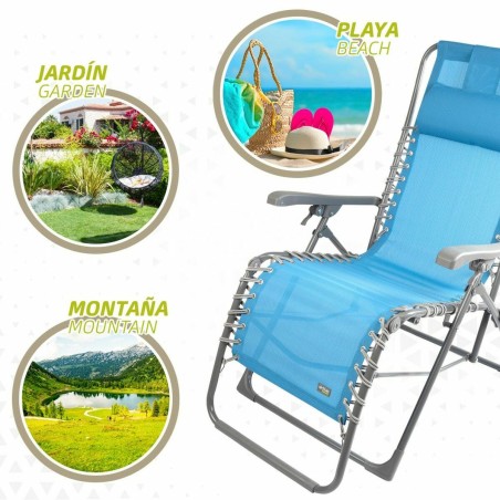 Lettino Aktive Azzurro textilene 160 x 52 x 76 cm