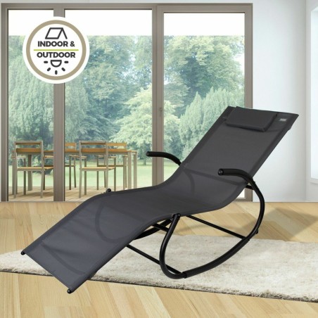 Lettino Aktive Nero Acciaio textilene 172 x 53 x 75 cm