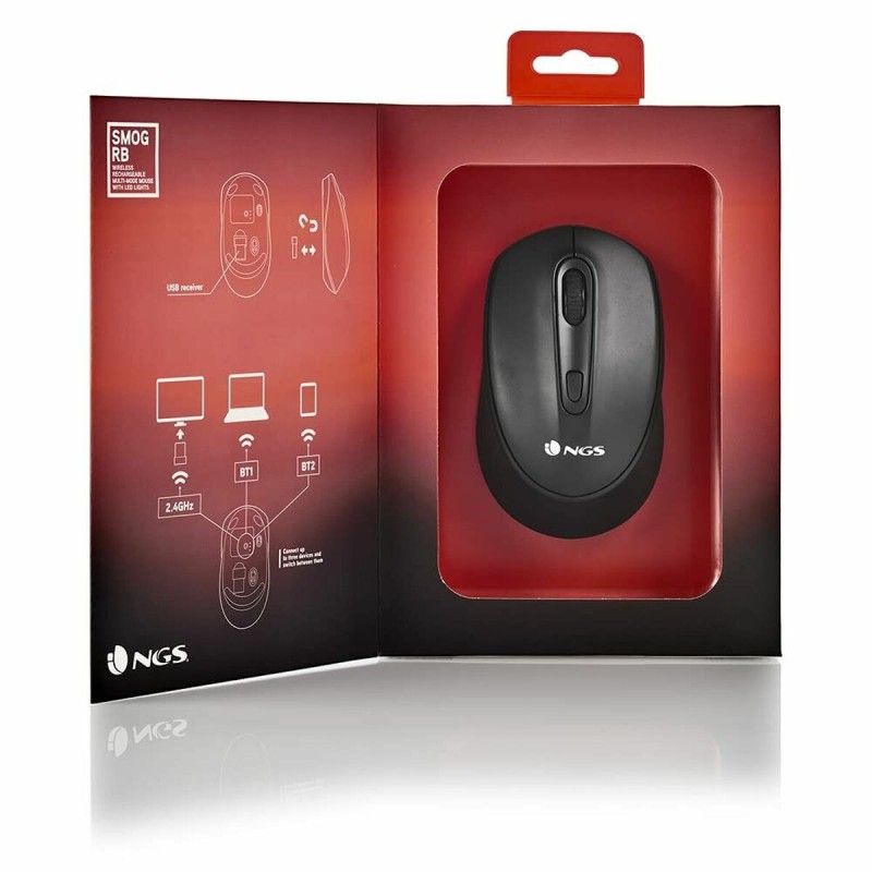 Mouse NGS SMOG-RB Nero 2400 dpi Senza Fili (1 Unità) Mouse NGS SMOG-RB Nero 2400 dpi Senza Fili (1 Unità)