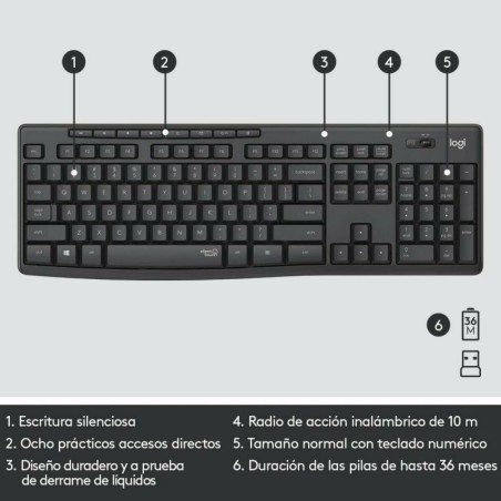 Tastiera e Mouse Wireless Logitech MK295 Nero Qwerty in Spagnolo
