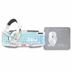 Tastiera e Mouse NASA ANDROMEDA4IN1-W Bianco Multicolore Qwerty in Spagnolo