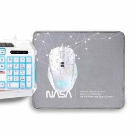 Tastiera e Mouse NASA ANDROMEDA4IN1-W Bianco Multicolore Qwerty in Spagnolo