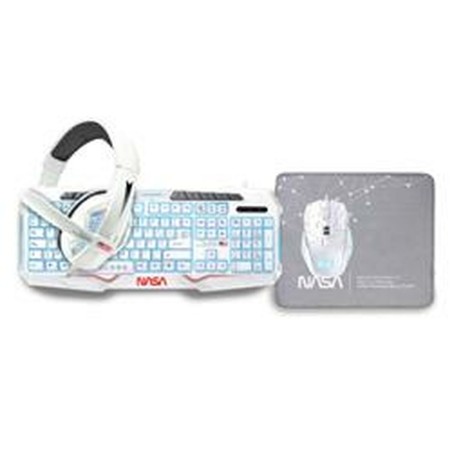 Tastiera e Mouse NASA ANDROMEDA4IN1-W Bianco Multicolore Qwerty in Spagnolo