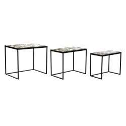 Set di 3 tavoli DKD Home Decor Nero Verde Dorato 60 x 40 x 50 cm