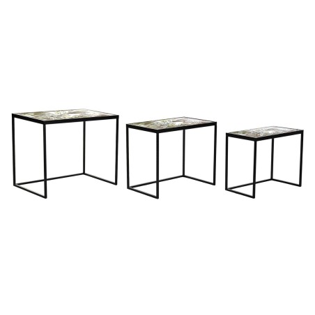 Set di 3 tavoli DKD Home Decor Nero Verde Dorato 60 x 40 x 50 cm