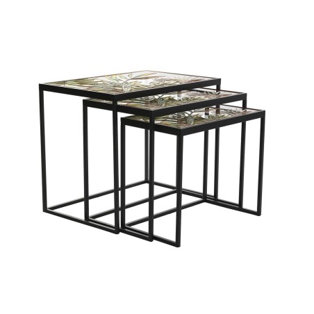 Set di 3 tavoli DKD Home Decor Nero Verde Dorato 60 x 40 x 50 cm