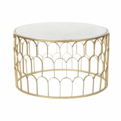 Tavolino da Caffè DKD Home Decor Glamour Bianco Multicolore Dorato Marmo Ferro 87 x 87 x 51,5 cm
