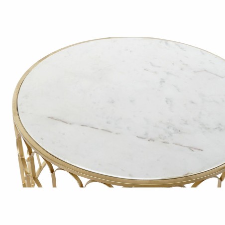Tavolino da Caffè DKD Home Decor Glamour Bianco Multicolore Dorato Marmo Ferro 87 x 87 x 51,5 cm