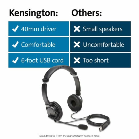 Auricolari con Microfono Kensington K97601WW Nero