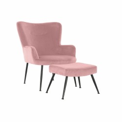 Poltrona DKD Home Decor Nero Rosa 70 x 60 x 84 cm