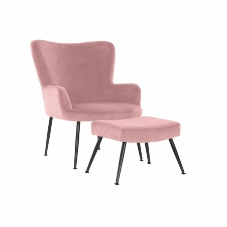 Poltrona DKD Home Decor Nero Rosa 70 x 60 x 84 cm