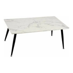 Tavolino da Caffè Bianco Nero Marmo Metallo Melammina Legno MDF 60 x 110 x 45 cm