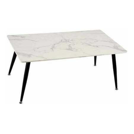 Tavolino da Caffè Bianco Nero Marmo Metallo Melammina Legno MDF 60 x 110 x 45 cm