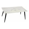 Tavolino da Caffè Bianco Nero Marmo Metallo Melammina Legno MDF 60 x 110 x 45 cm