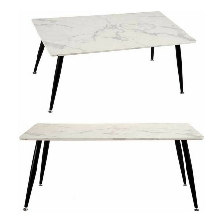 Tavolino da Caffè Bianco Nero Marmo Metallo Melammina Legno MDF 60 x 110 x 45 cm
