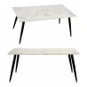 Tavolino da Caffè Bianco Nero Marmo Metallo Melammina Legno MDF 60 x 110 x 45 cm