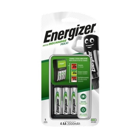 Caricabatterie + Batterie Ricaricabili Energizer Maxi Charger AA AAA HR6 (4 Unità)