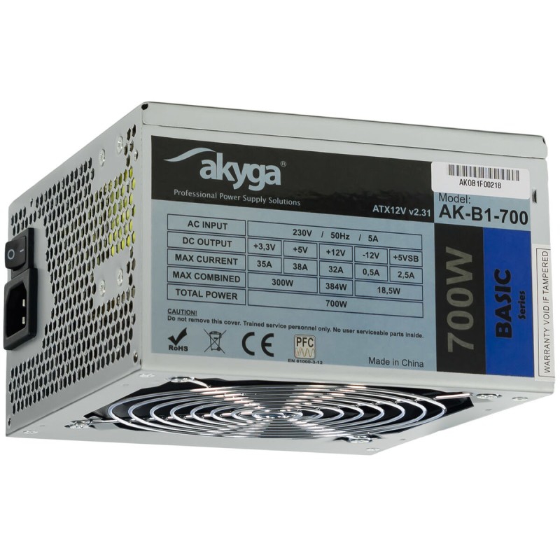Fonte di Alimentazione Akyga AK-B1-700 700 W Cablata Ventilazione laterale ATX Fonte di Alimentazione Akyga AK-B1-700 700 W Cablata Ventilazione laterale ATX