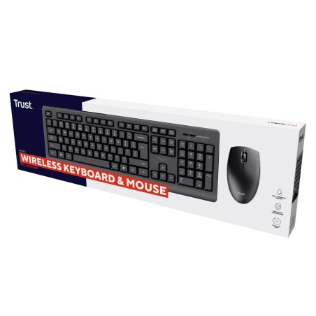 Tastiera e Mouse Wireless Trust Primo  Nero Monocromatica Inglese EEUU Qwerty US