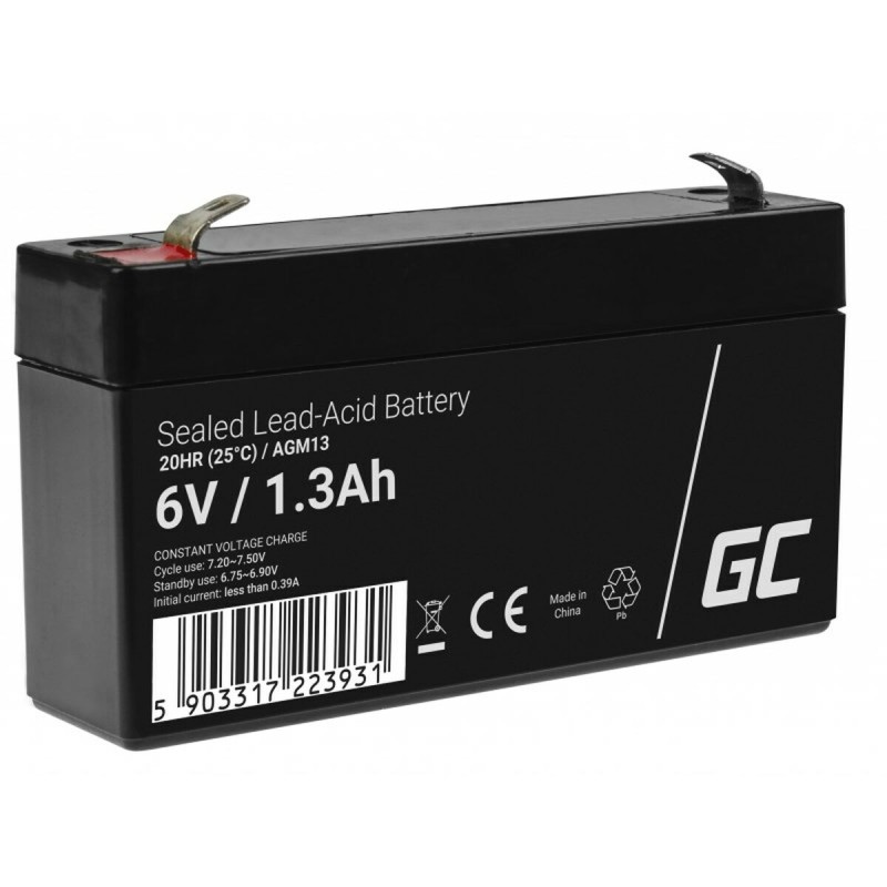 Batteria per Gruppo di Continuità UPS Green Cell AGM13 1,3 Ah 6 V Batteria per Gruppo di Continuità UPS Green Cell AGM13 1,3 Ah 6 V
