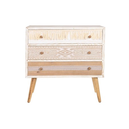 Cassettiera DKD Home Decor Abete Naturale Cotone Bianco (80 x 35 x 80 cm)