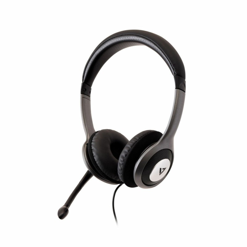Auricolari con Microfono V7 HU521 Nero Argentato Auricolari con Microfono V7 HU521 Nero Argentato