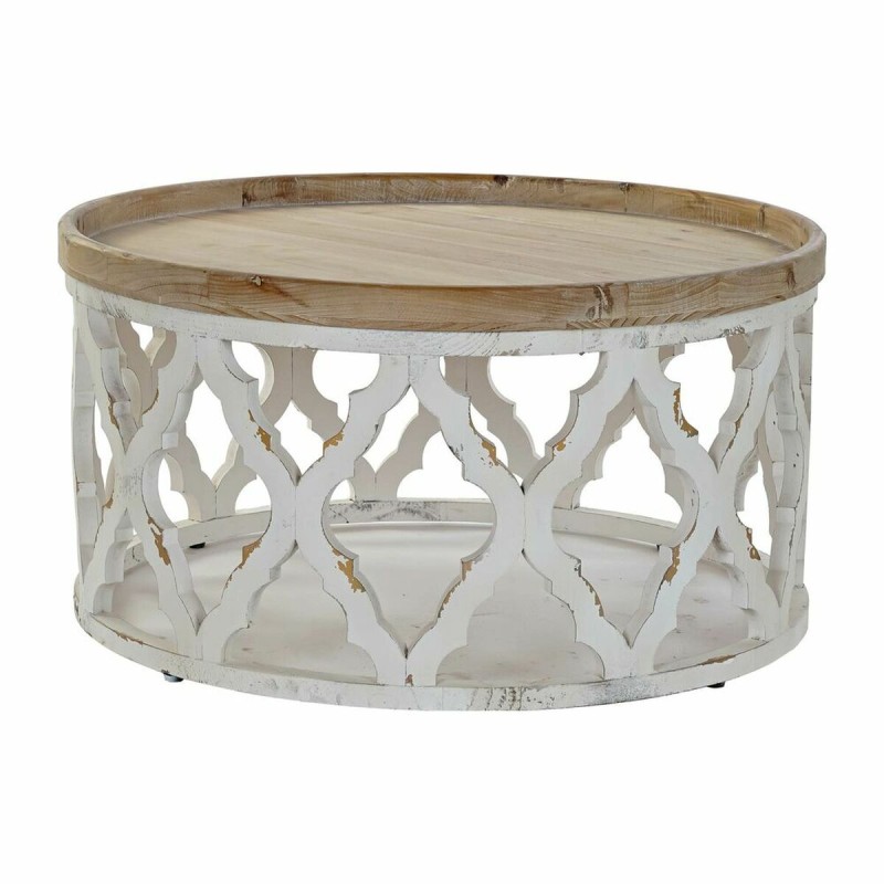 Tavolo aggiuntivo DKD Home Decor Bianco Marrone Chiaro Abete Legno MDF 81 x 81 x 43,5 cm Tavolo aggiuntivo DKD Home Decor Bianco Marrone Chiaro Abete Legno MDF 81 x 81 x 43,5 cm