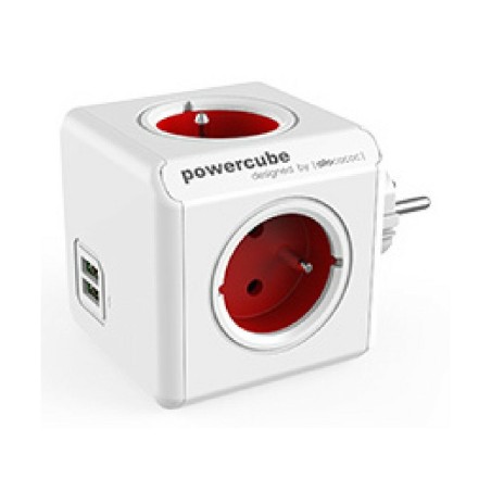 Multipresa Cubo Allocacoc PowerCube Original USB Type E Rosso