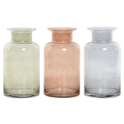 Vaso Home ESPRIT Azzurro Verde Ambra Cristallo 14,5 x 14,5 x 26,5 cm (3 Unità)