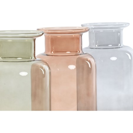 Vaso Home ESPRIT Azzurro Verde Ambra Cristallo 14,5 x 14,5 x 26,5 cm (3 Unità)