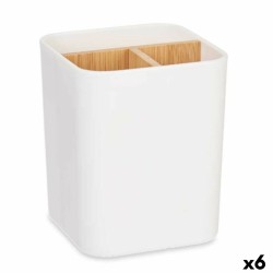 Portaspazzolini da Denti Berilo B9041-WHITE Bianco Bambù polipropilene 9 x 11 x 9 cm (6 Unità)