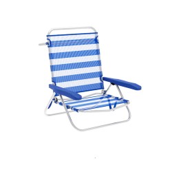Marbueno Sedia Pieghevole 5 Posizioni Alluminio Righe Blu e Bianco Spiaggia e Piscina 63X76X78 cm 10314