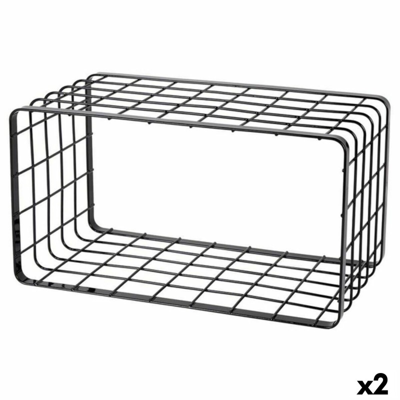 Contenitore per Sistemare Multiuso Inde Nero 34 x 19 x 18 cm Griglia (2 Unità) Contenitore per Sistemare Multiuso Inde Nero 34 x 19 x 18 cm Griglia (2 Unità)