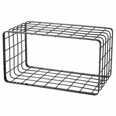 Contenitore per Sistemare Multiuso Inde Nero 34 x 19 x 18 cm Griglia (2 Unità)