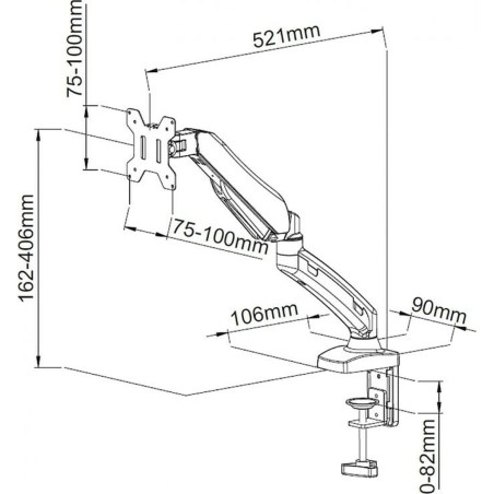 Supporto da Tavolo per Schermo ART L-11GD ART 27" 13" 1 x 4,6 x 2,1 cm