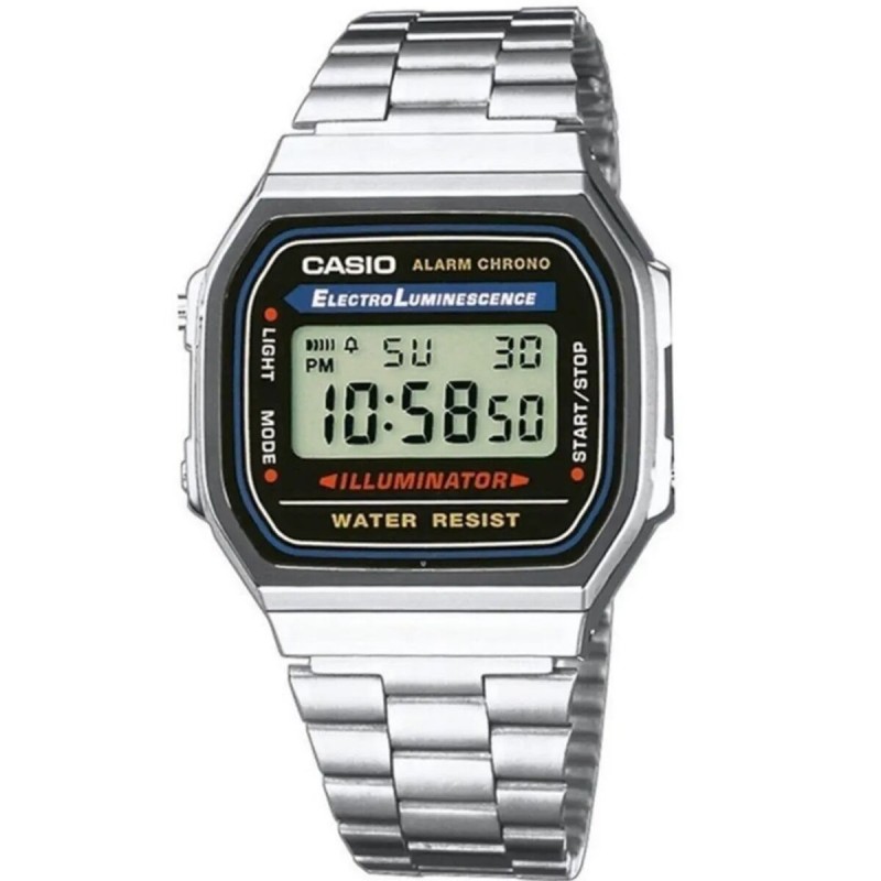 Orologio Unisex Casio A168W-1 Nero Argentato (Ø 36 mm) Orologio Unisex Casio A168W-1 Nero Argentato (Ø 36 mm)