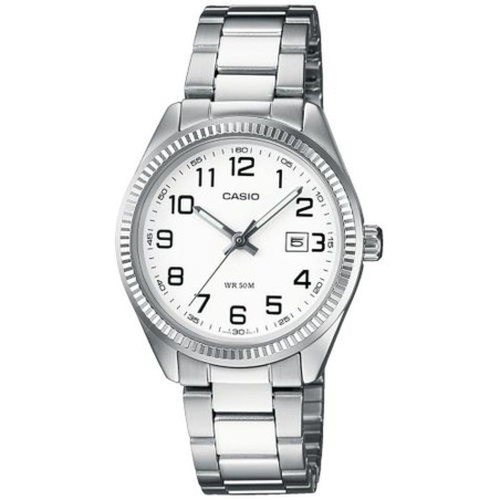 Orologio Unisex Casio LADY DATE - WHITE, ARAB NUMBER INDEXES Bianco Argentato (Ø 30 mm)