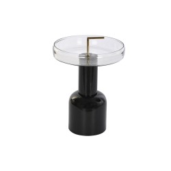 Tavolo aggiuntivo DKD Home Decor Cristallo Nero Trasparente Ferro 41 x 41 x 57 cm