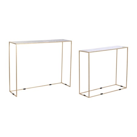 Set di 2 tavoli DKD Home Decor Bianco Nero Dorato 100 x 28 x 80 cm