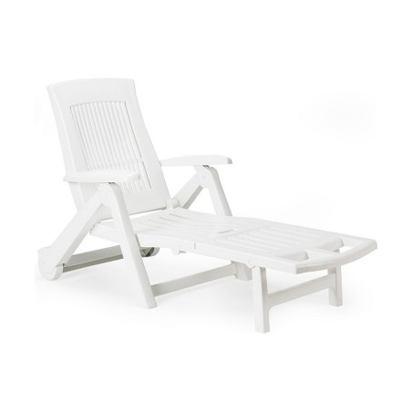 Lettino IPAE Progarden Zircone Pieghevole Con ruote Bianco polipropilene (72 x 195 x 101 cm)