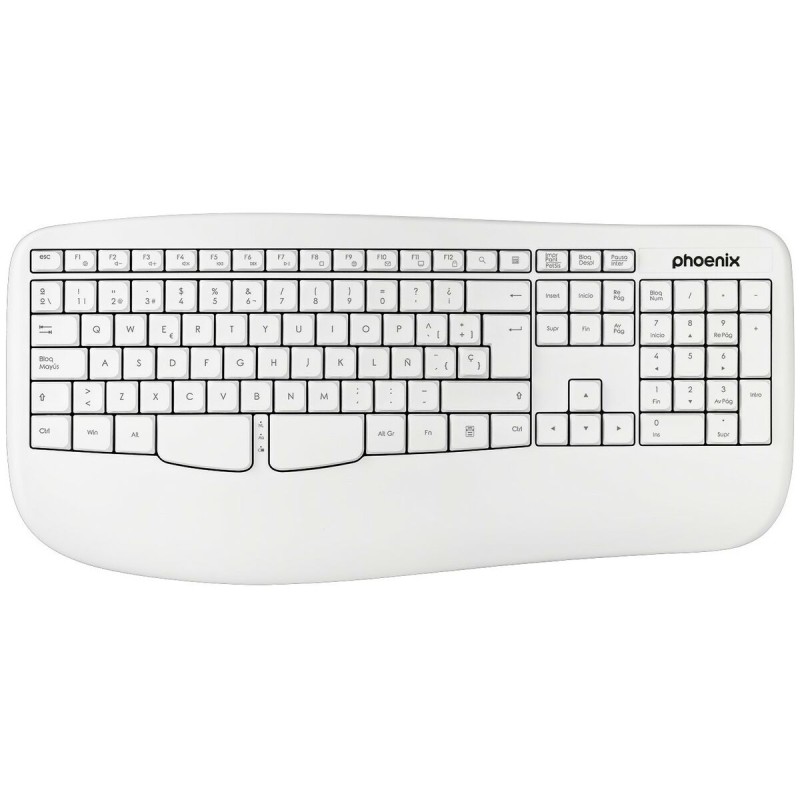 Tastiera Wireless Phoenix K201 Bianco Qwerty in Spagnolo Tastiera Wireless Phoenix K201 Bianco Qwerty in Spagnolo