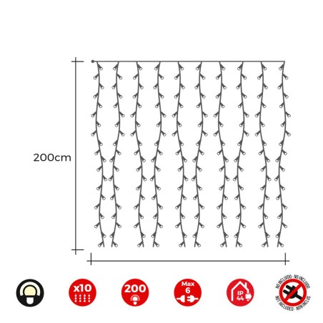 Tenda Luminosa LED EDM 71263 Easy-Connect 3,2 W Luce calda Bianco Caldo 2 x 2 m