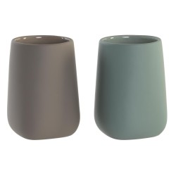 Portaspazzolini da Denti DKD Home Decor Verde Beige Dolomite 8 x 8 x 11 cm (2 Unità)