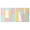 Quadro Home ESPRIT Bianco Rosa Turchese Astratto Città 102 x 4,5 x 102 cm (2 Unità)