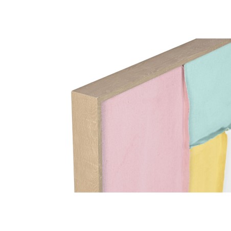 Quadro Home ESPRIT Bianco Rosa Turchese Astratto Città 102 x 4,5 x 102 cm (2 Unità)