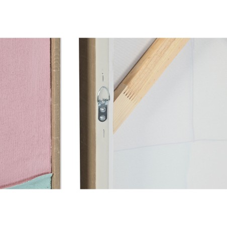 Quadro Home ESPRIT Bianco Rosa Turchese Astratto Città 102 x 4,5 x 102 cm (2 Unità)