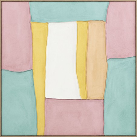 Quadro Home ESPRIT Bianco Rosa Turchese Astratto Città 102 x 4,5 x 102 cm (2 Unità)
