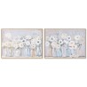 Quadro Home ESPRIT Azzurro Bianco Verde Beige Vaso Shabby Chic 70 x 3,5 x 50 cm (2 Unità)