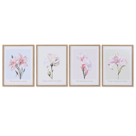 Quadro Home ESPRIT Fiori Shabby Chic 30 x 1,8 x 40 cm (4 Unità)