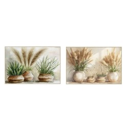 Quadro Home ESPRIT Verde Beige Vaso Cottage 123 x 4,5 x 83 cm (2 Unità)